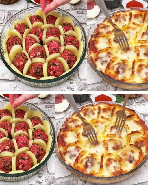 Almôndegas com Batata ao Molho Branco