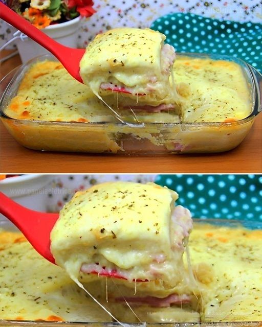 Torta de Batata com Recheio de Presunto e Queijo
